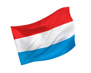Simple 3D Luxembourg flag in the form of a wind-blown shape