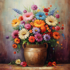 Fototapeta na wymiar colorful flowers, painting, art