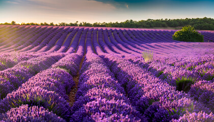 field of lavender, Stunning summer landscape in Provence, France with blooming violet fields, Lavender.wallpaper, background, Purple lavender field in Provence at sunset2.png 