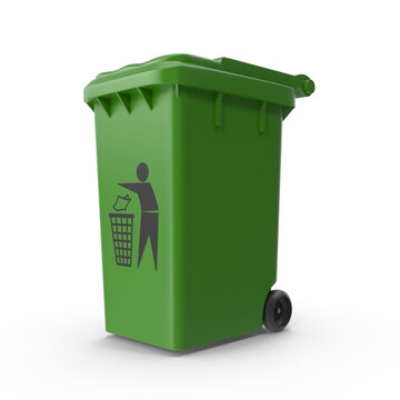 green rubbish bin