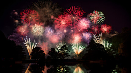 日本風の花火の美と迫力 No.017 | The Beauty and Grandeur of Japanese-Style Fireworks Generative AI