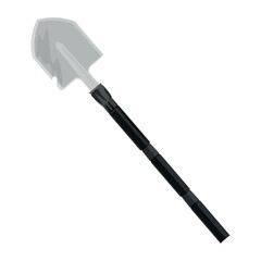 Tourist's shovel on white background