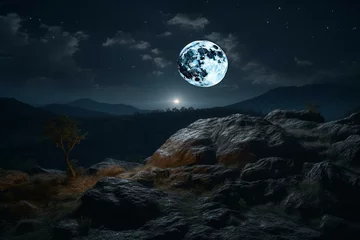 Photo sur Plexiglas Pleine Lune arbre Scene of the moon at night. Generative AI