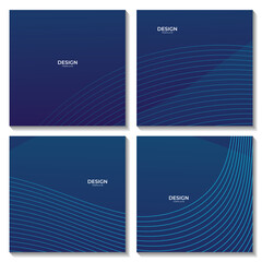 set of dark blue wave background vector illustration