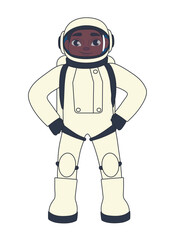 Male astronaut in space suit on white background