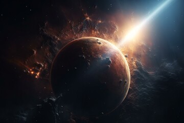 Obraz na płótnie Canvas Beautiful exoplanet against space. NASA elements furnished. Generative AI
