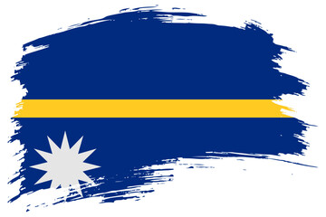 Nauru brush stroke flag vector background. Hand drawn grunge style Nauruan isolated banner