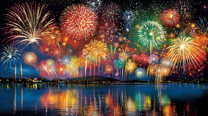 夜空に舞う花火の魔法 No.014 | The Enchanting Magic of Dancing Fireworks Generative AI