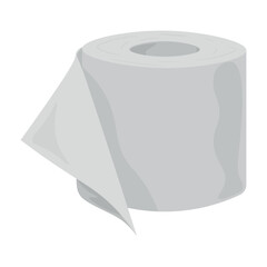 Roll of toilet paper on white background