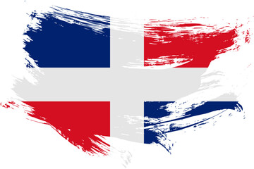 Dominican Republic brush stroke flag vector background. Hand drawn grunge style Republica Dominicana isolated banner