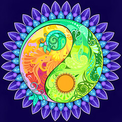 yin yang symbol on a blue background