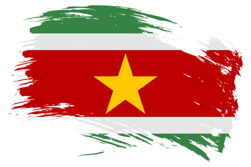 Suriname brush stroke flag vector background. Hand drawn grunge style Surinamese isolated banner