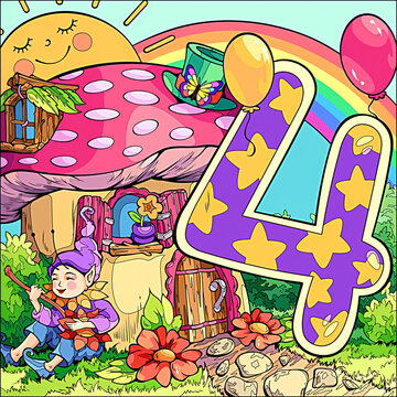 children playing in the park with four number 