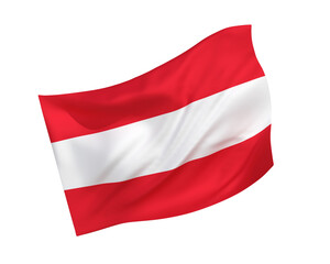 Simple 3D Austria flag in the form of a wind-blown shape