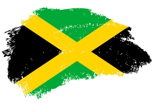 Jamaica brush stroke flag vector background. Hand drawn grunge style Jamaican isolated banner