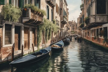Obraz na płótnie Canvas A watercolor painting of a Venice canal. Generative AI