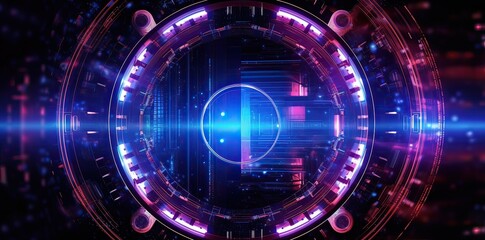 Obraz premium technology background with futuristic lines, and colored lights, in the style of light indigo, Abstract sci-fi background material