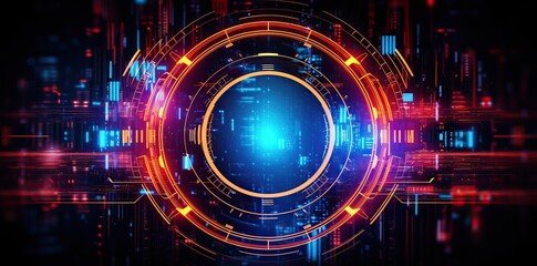 Obraz premium technology background with futuristic lines, and colored lights, in the style of light indigo, Abstract sci-fi background material