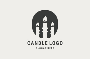 Candle Drawing Logo Illustration Template Vector Icon