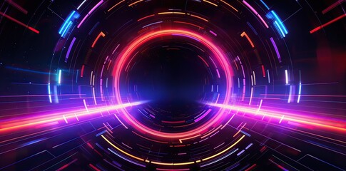 Obraz premium technology background with futuristic lines, and colored lights, in the style of light indigo, Abstract sci-fi background material
