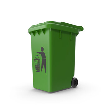 green recycling bin trash container PNG Image