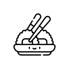 onigiri icon with face bowl with black color