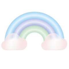 3D Rainbow Pastel Cartoon with Pink See Through Cloud