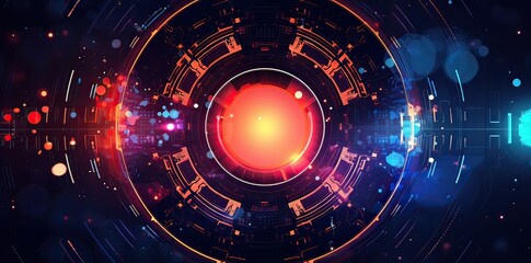 Obraz premium technology background with futuristic lines, and colored lights, in the style of light indigo, Abstract sci-fi background material
