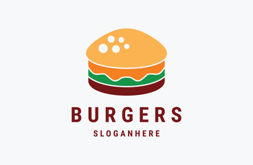 Burger Logo Template. Hamburger Vector Design. Fast Food Illustration