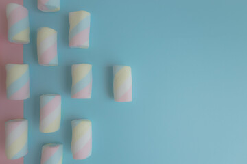 Colorful marshmallows background.Top view. Photography marshmallow. 