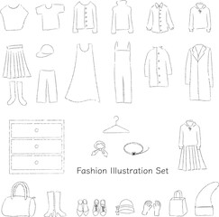 ファッションイラストのセット5　線画