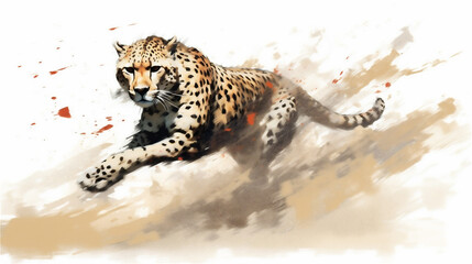 Generative AI, Graceful Speed: Watercolor Drawing of a Cheetah Sprinting
