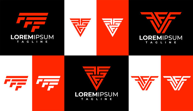 Modern company initial F FFF logo design template