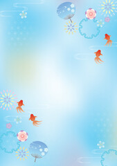 Fototapeta na wymiar Japanese style summer background with goldfish