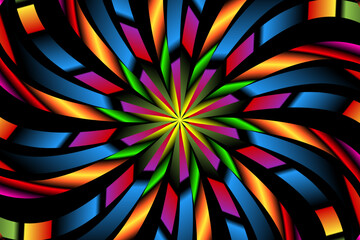 Luxurious caleidoscope simple modern and colourful light flowers line art pattern 
