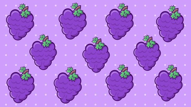 purple grape fruit animation background seamless looping 