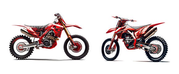 Motocross motorcycles for decoration on a transparent background (PNG). Generative AI