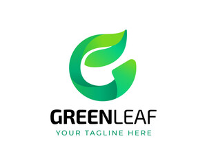 Letter G leaf with green gradation logo