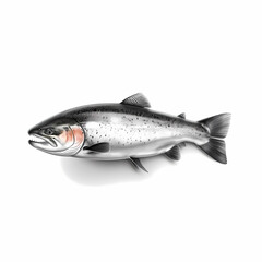 Full Body Salmon On White Background Illustration
