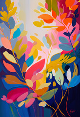 Abstract beautiful Painting a vibrant botanical floral colorfull with generative Ai