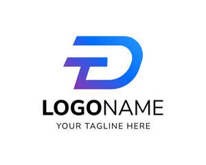 Futuristic letter DT logo design