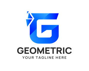 Letter G blue gradient logo with pixel splash