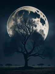 Fototapeta na wymiar moon and tree