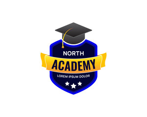 Emblem academy logo with graduation hat