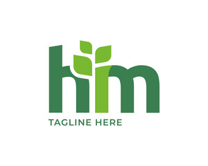 Letter HM leaf nature logo