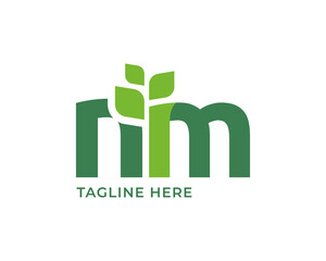 Letter NM leaf nature logo