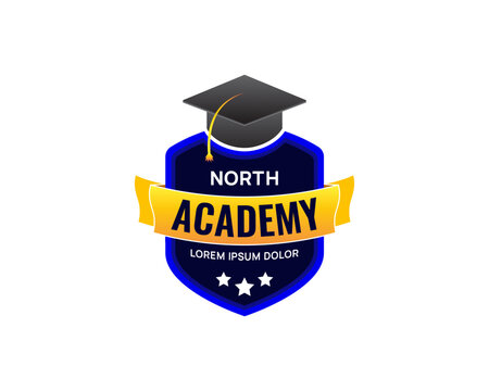 Emblem academy logo with graduation hat