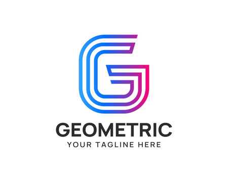Futuristic letter G logo with triple monoline style