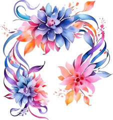 colorful watercolor floral ribbon