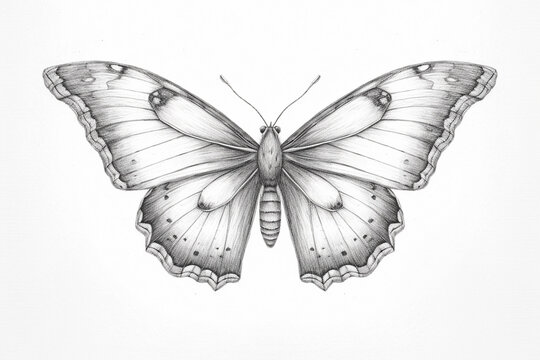 Pencil sketch drawing of a butterfly - Generative AI	
